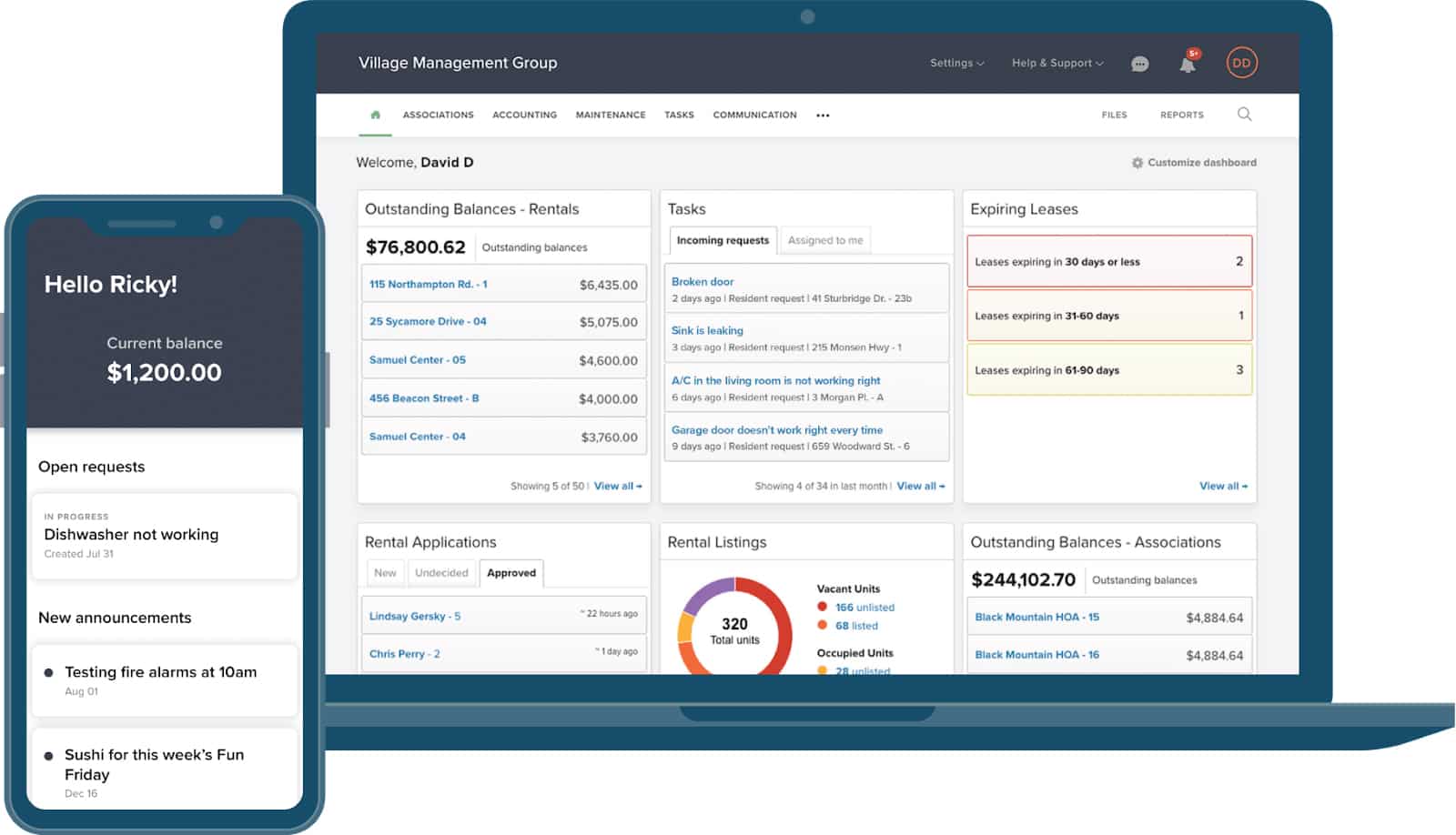 Property manager dashboard of Buildium.
