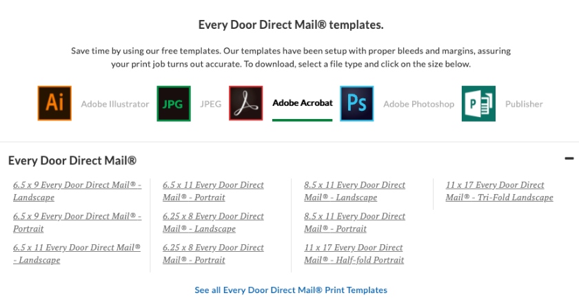 EDDM-specific templates and edit them in popular graphic design programs.