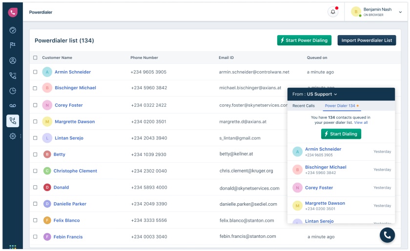 Freshcaller Power Dialer list