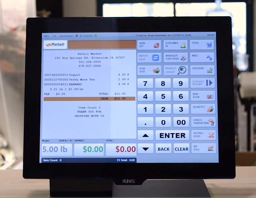 Image of Retail Market POS software on computer screen.