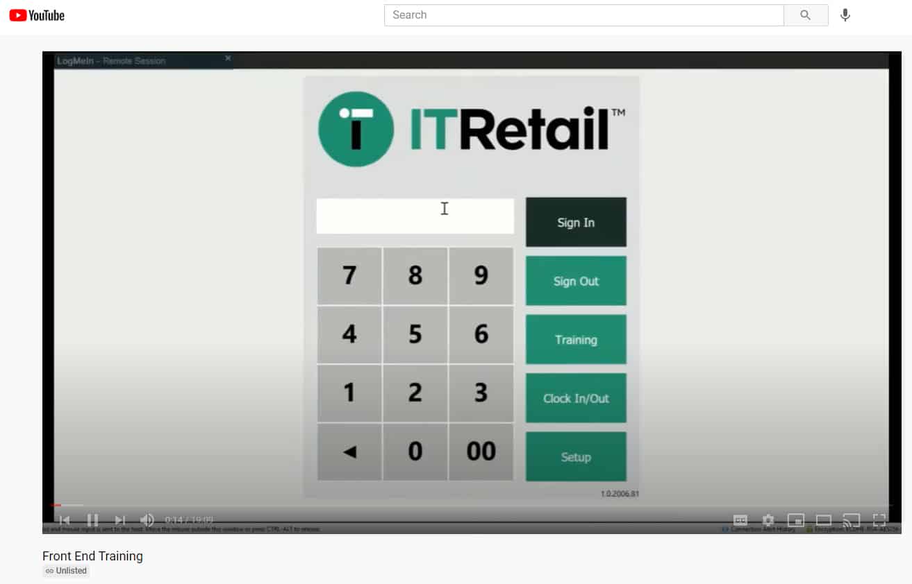 Sample of IT Retail YouTube training video.