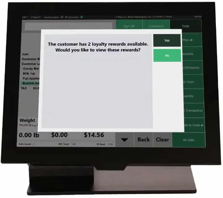 Sample image of IT Retail customizable rewards programs on computer screen.