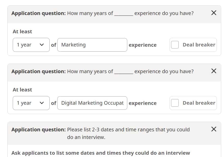 Answering Application questions from Indeed.