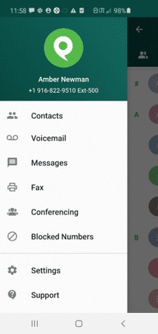 Phone.com sample contact profile.