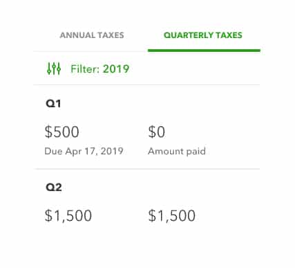 Quarterly tax calculator of QuickBooks Self-Employed.