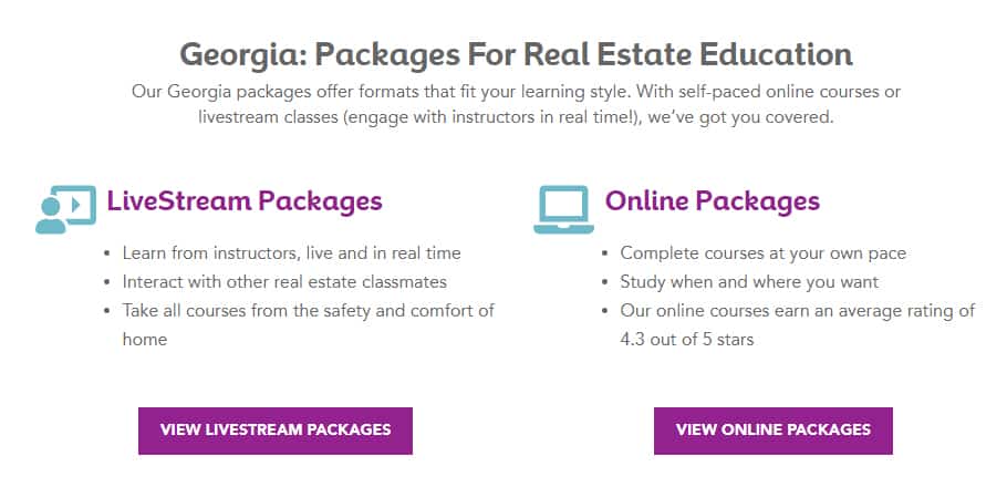 Example of state-specific course from Real Estate Express.