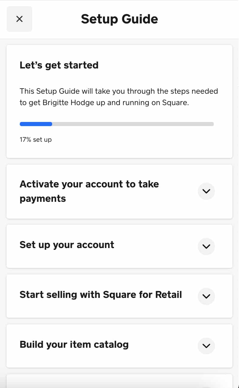 Setup guide of Square to get started.