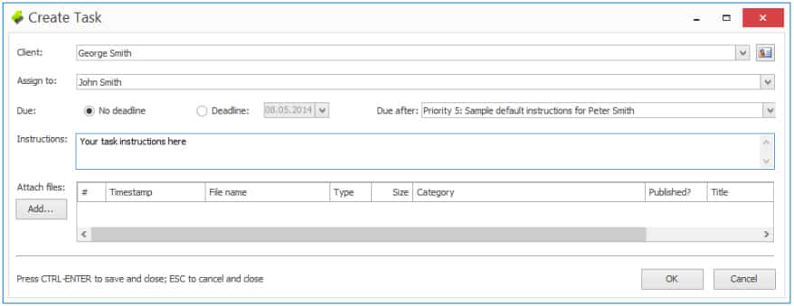 Sample image of TaxWorkFlow's in creating task form.