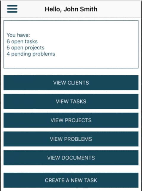 TaxWorkFlow admin dashboard in mobile app view.