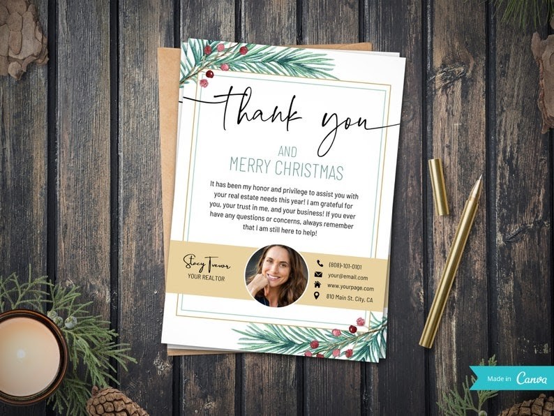 Example of Thank You Holiday Postcard.