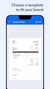 Choosing invoice template within the Zoho Invoice app.