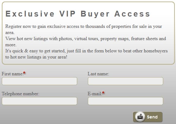 A screenshot of the access form for site visitors