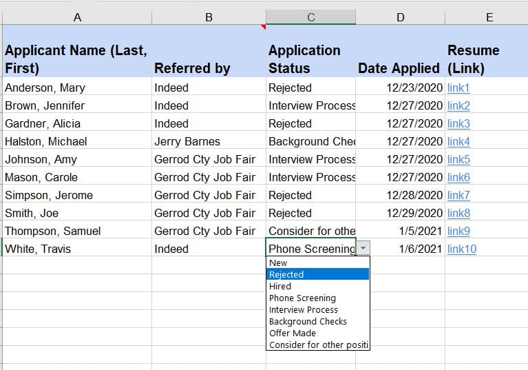 Applicant Tracking Spreadsheet Free Excel Templates 3843