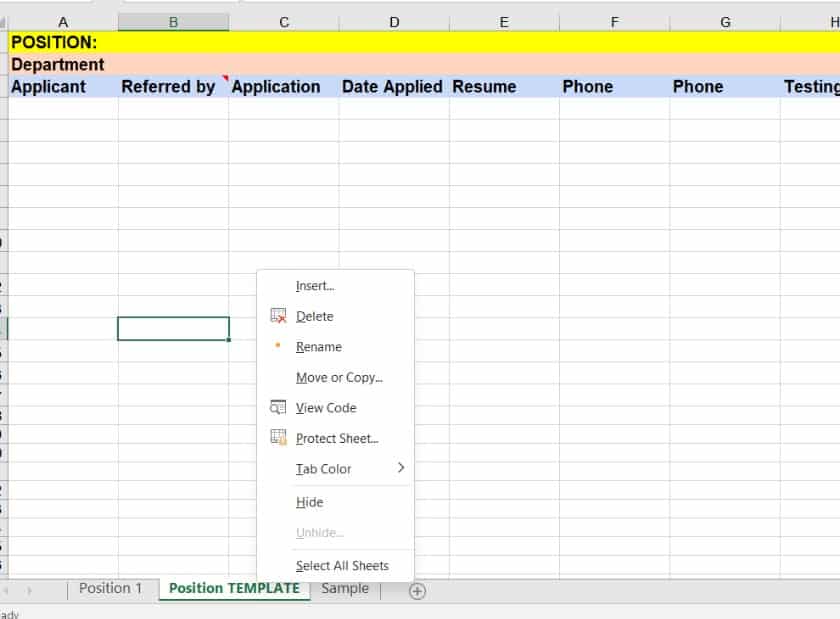 This spreadsheet was created to be job-specific
