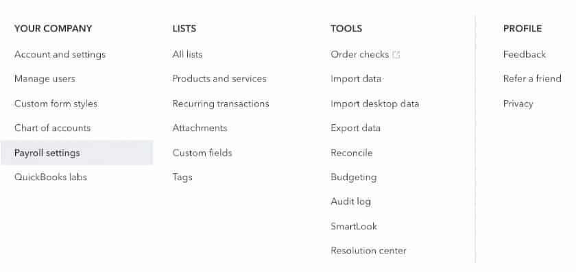 Selecting payroll settings.