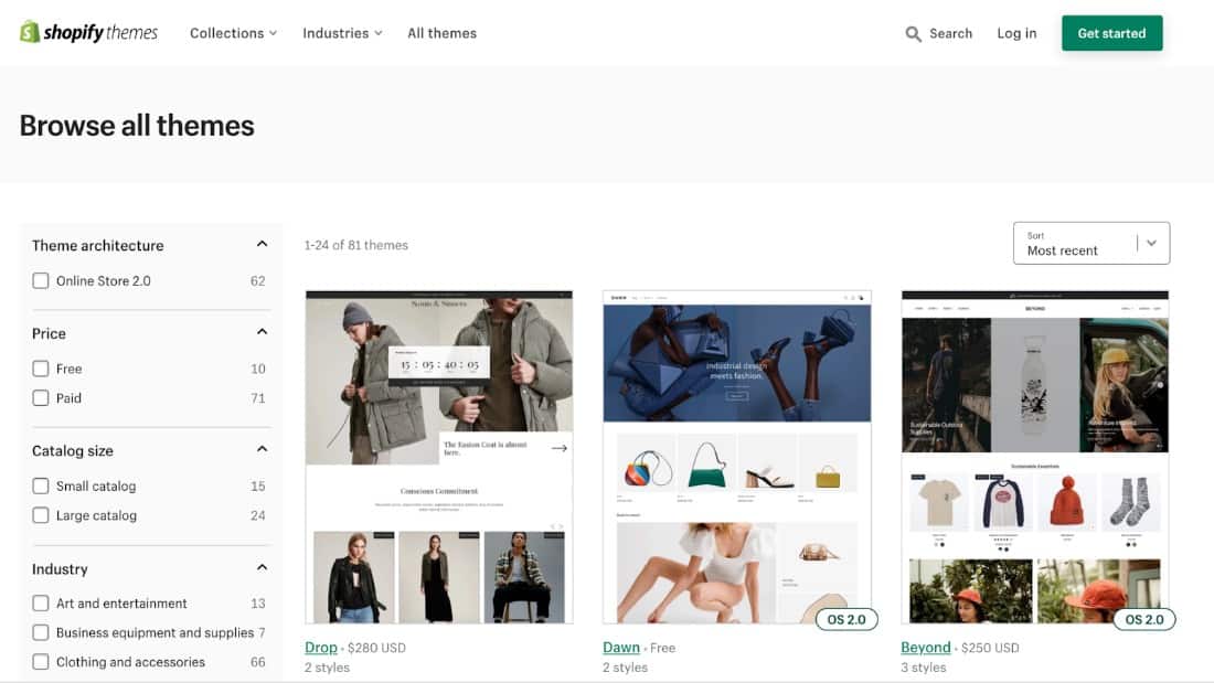 Showing a user-friendly Shopify theme store.