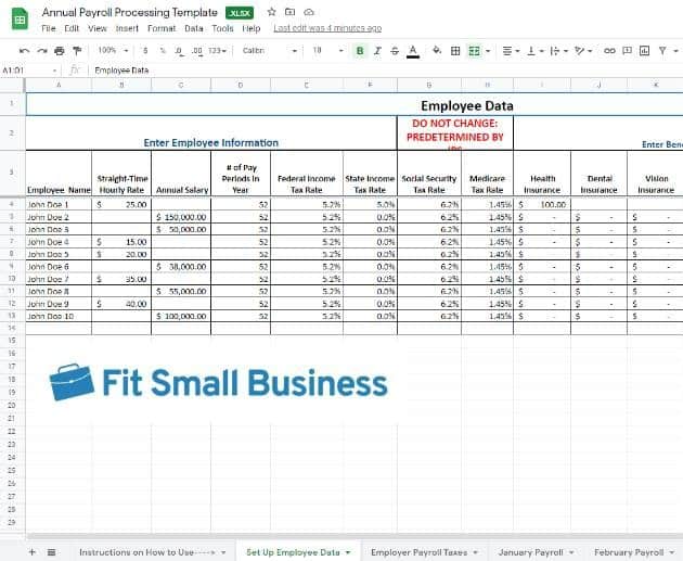 Annual payroll excel template.
