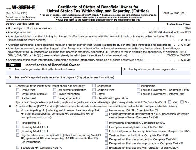 irs form w8-ben-e