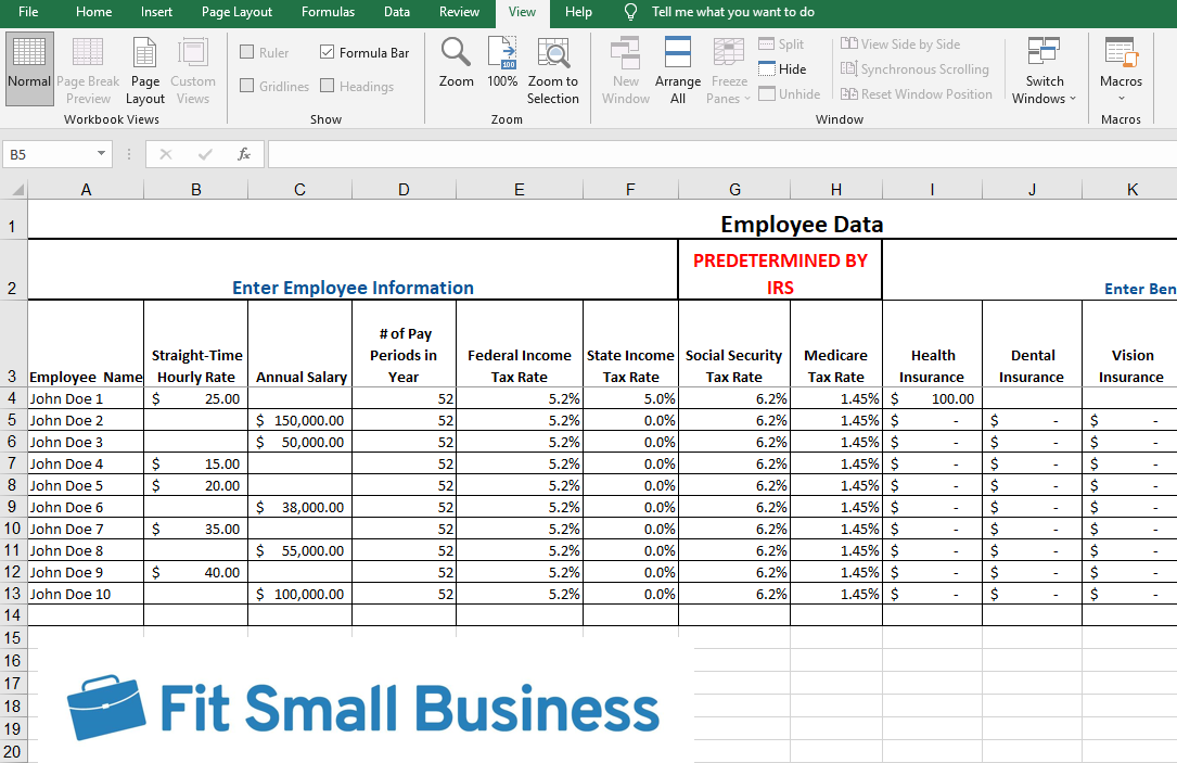 payroll assignment in excel