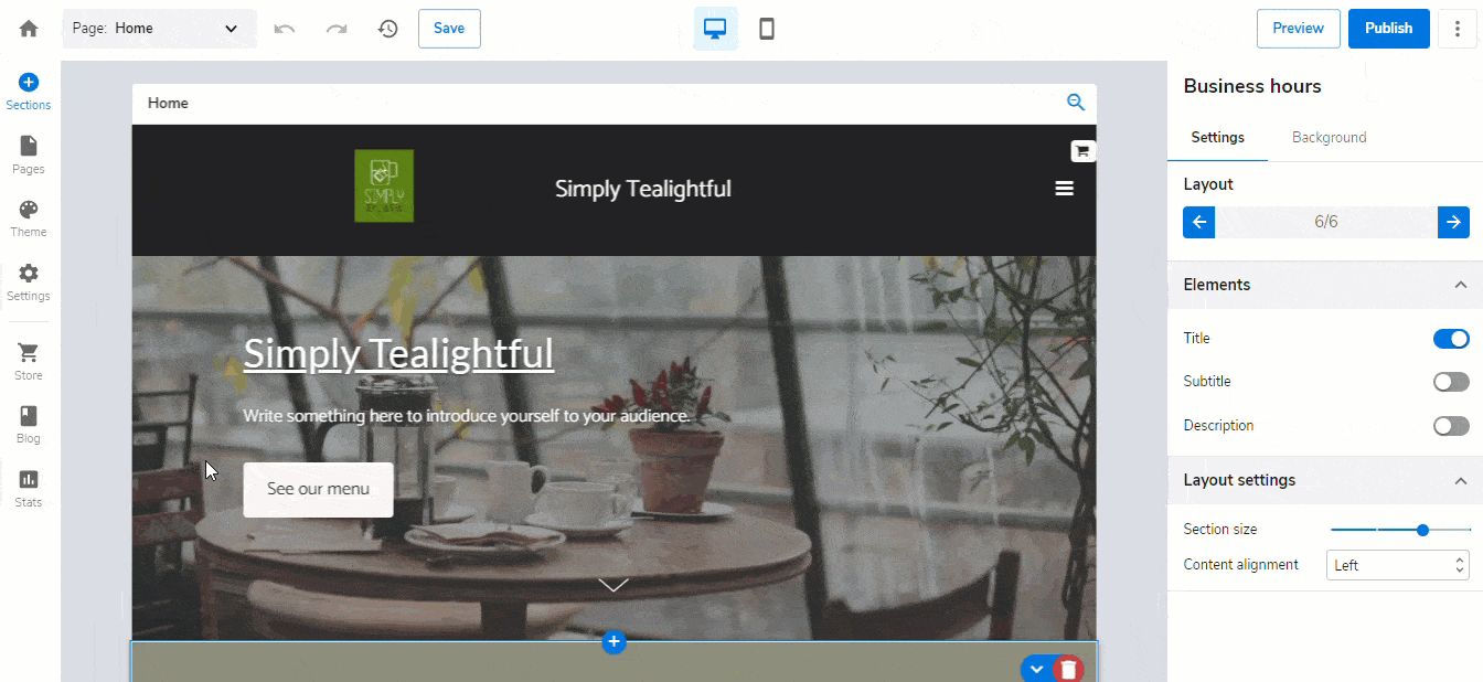 Bluehost site builder interface