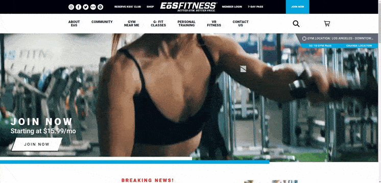 Eos Fitness website made by Ignite Visibility.