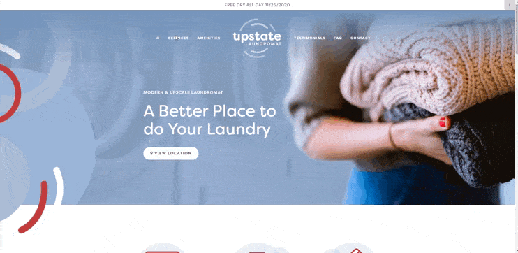 Upstate Laundromat one-page Cleaning Services website example