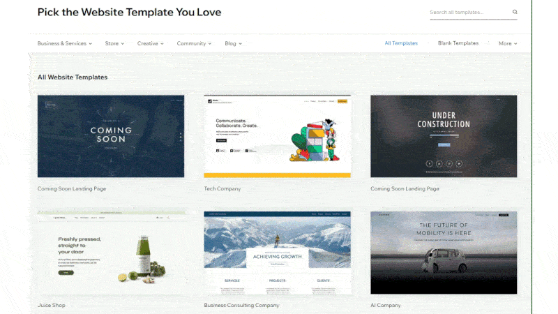 Wix all website templates.