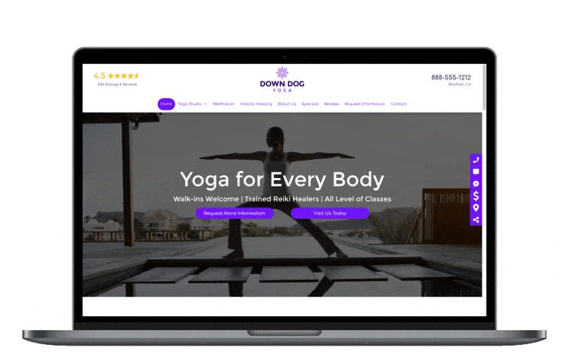 Yoga website example of Hibu web design smart site.
