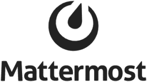 Mattermost logo that links to the Mattermost homepage in a new tab.