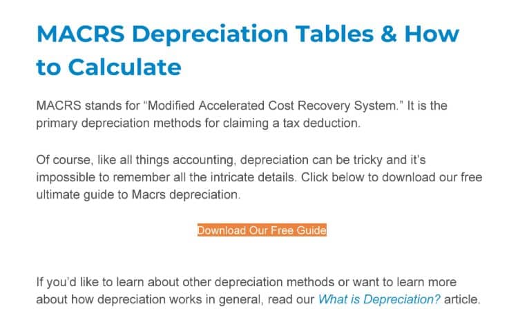 Showing MACRS depreciation thumbnail.