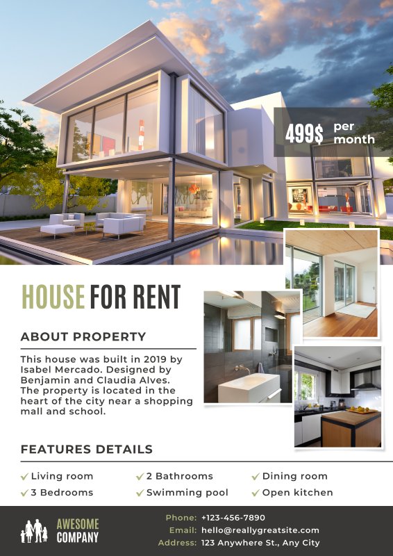 Canva Modern Rental Flyer template