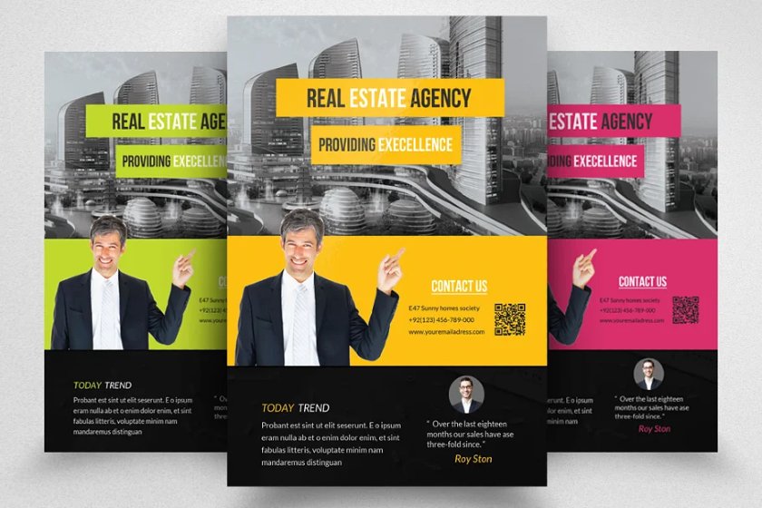 Creative Market Bold and Colorful Real Estate Agency Flyer template
