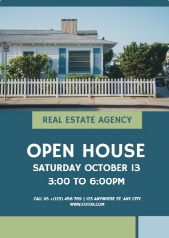 Fotor Simple Open House Invitation template