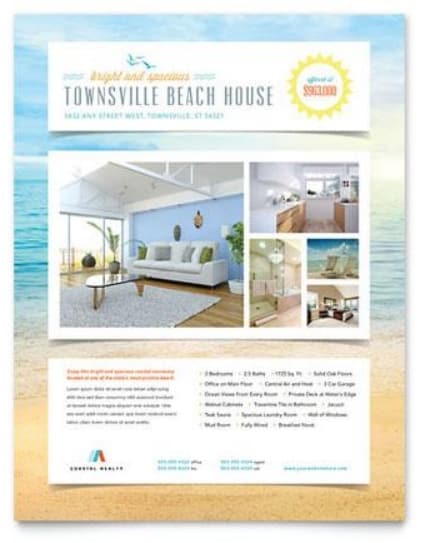 Stock Layouts Beach or Waterfront House Flyer template