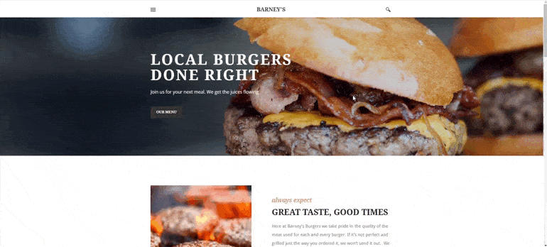 Sample Weebly website template GIF.