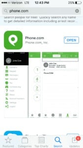 Downloading of Phone.com’s softphone app turning personal device into a business phone.