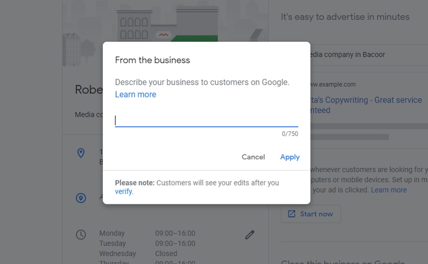Add a business description to your Google Business profile