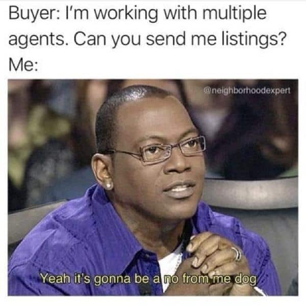 Clients who cannot commit to an agent real estate meme