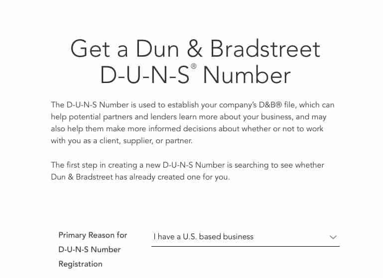 duns number for small business