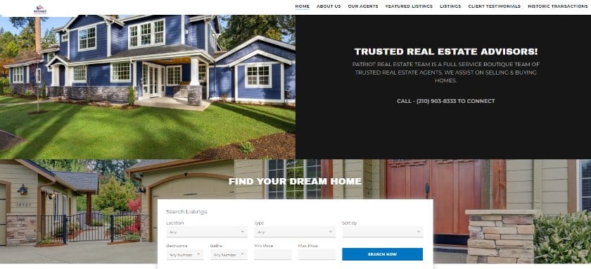 GoDaddy real estate lead generation website example