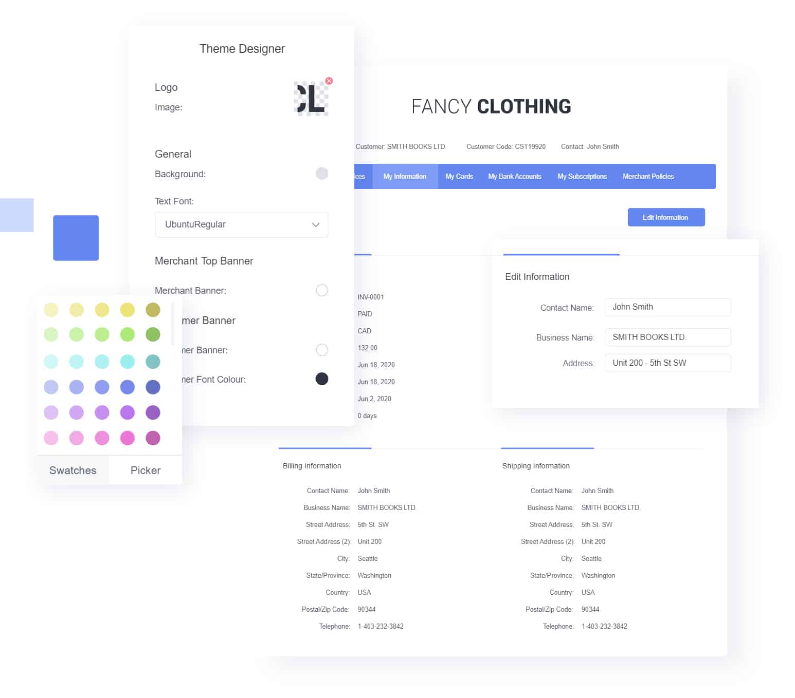 Helcim's customized hosted customer portal.