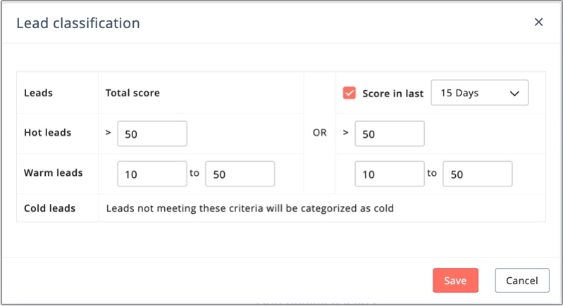 Zoho CRM lead classification