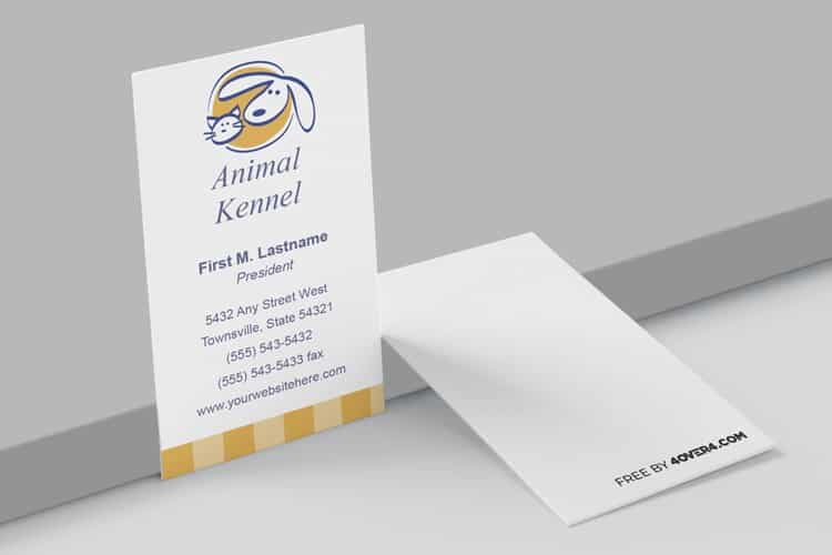 Sample of restaurant business card template from Animal Kennel Business.
