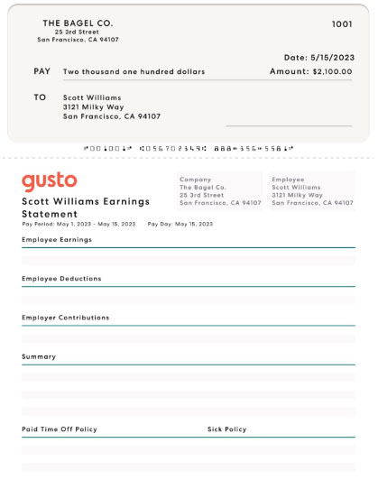 The checks printed with Gusto example.