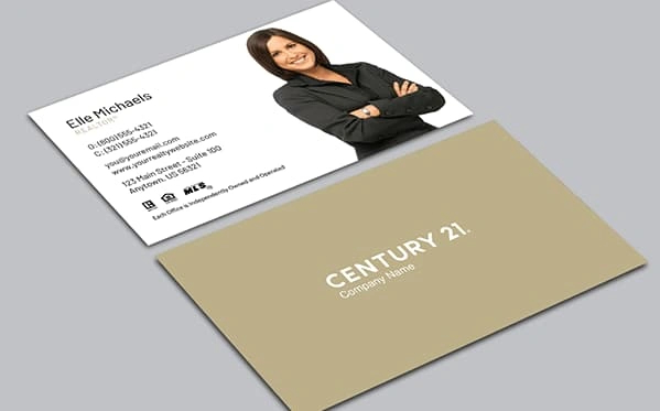 Example of a real estate business card with realtor headshot.