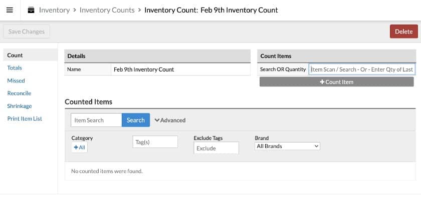 Showing inventory count.