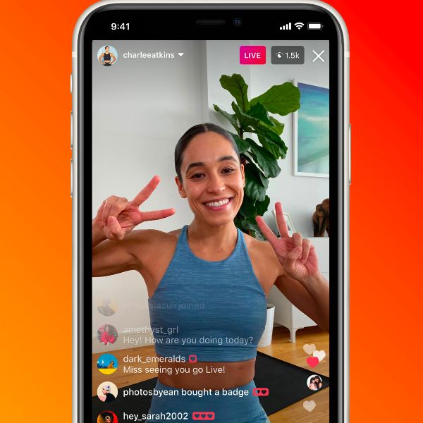 Showing a fitness lady doing a livestream.