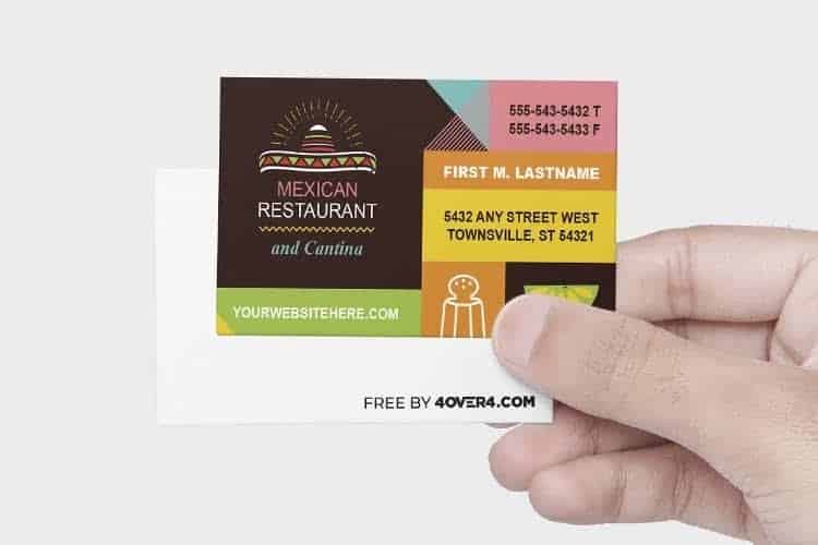 Sample restaurant business card template of Mexican Restaurant.