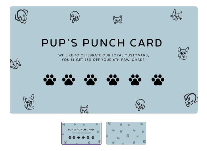 Pup's Punch Card Business card Template.