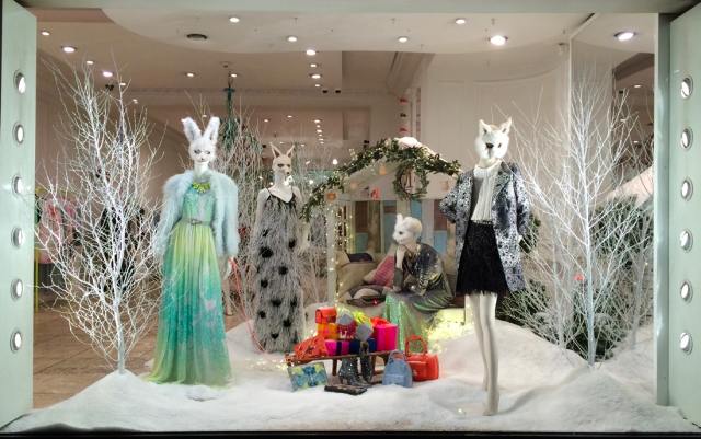 Showing a retail window display woodland party.